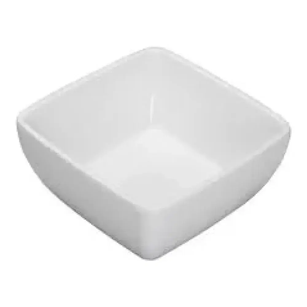 Winco WDM009-203 Melamine Square Bowl, 17 oz Capacity, White