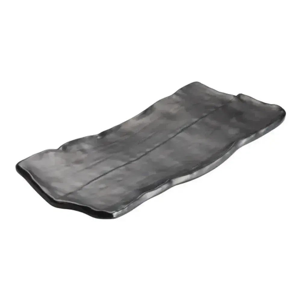 Winco WDM019-303 14" x 6-3/8" Melamine Rectangular Platter, Black