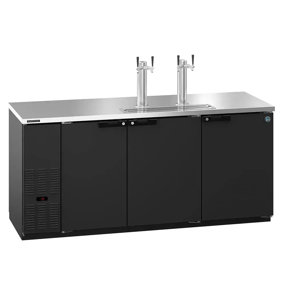 Hoshizaki DD80 80" DD Series Kegerator Beer Dispenser with 4 Keg Capacity, 2 Columns, Black, 115v