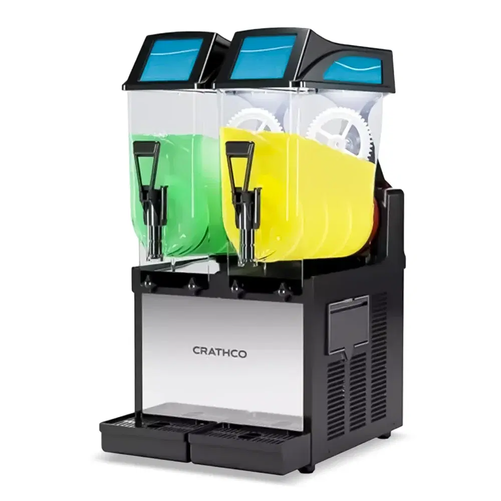 Crathco Frosty 2 Granita / Slushy / Frozen Beverage Dispenser, Double 3.2 Gallon Bowls, 115V