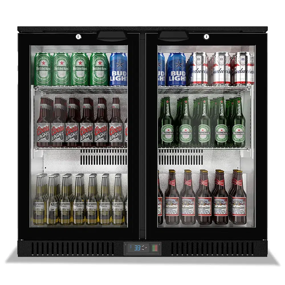 ChillCore Series 36" Back Bar Cooler Beverage Refrigerator, 2 Glass Doors, 1 Year Warranty
