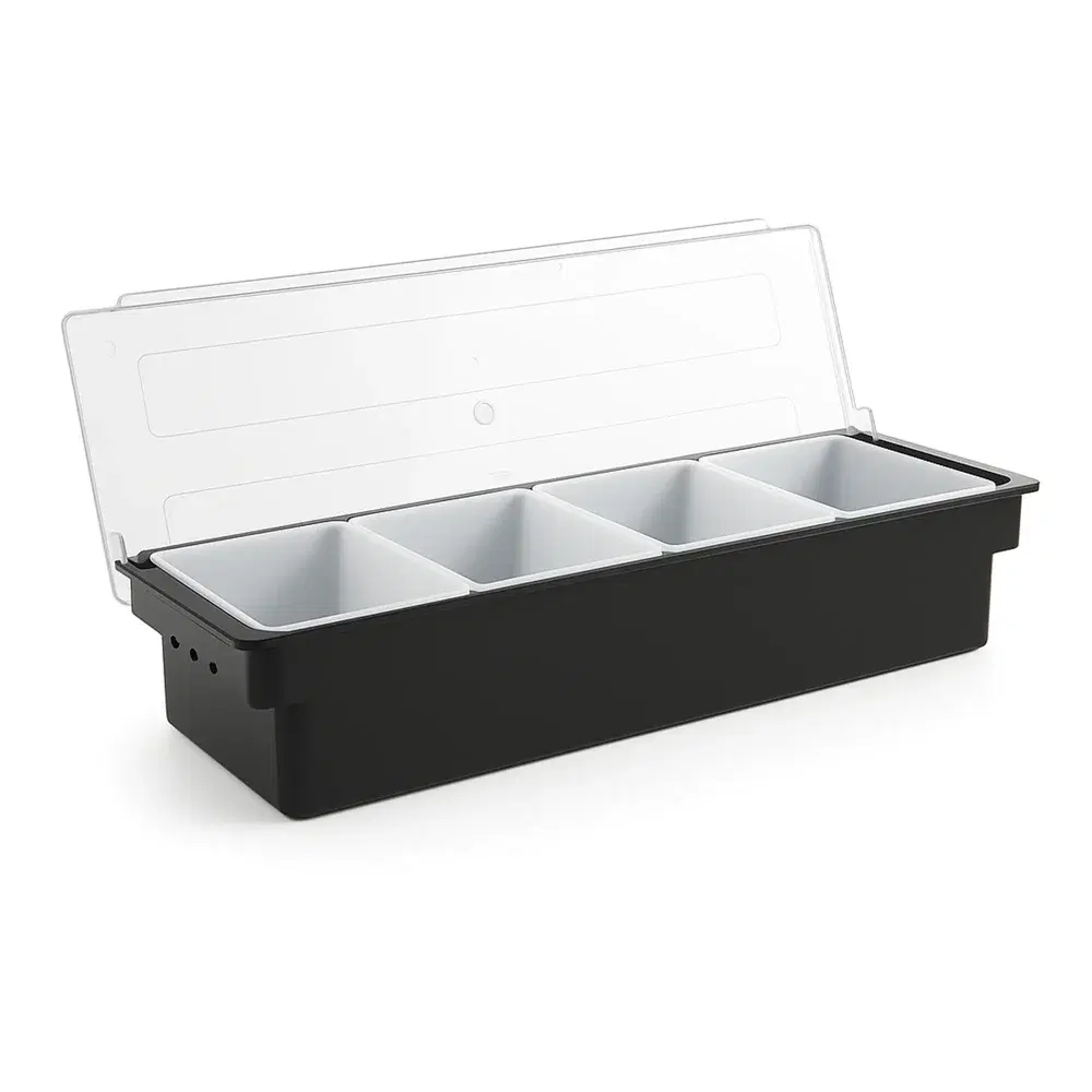 ChefCraft Series Bar Condiment Server, 4-Compartment, Plastic