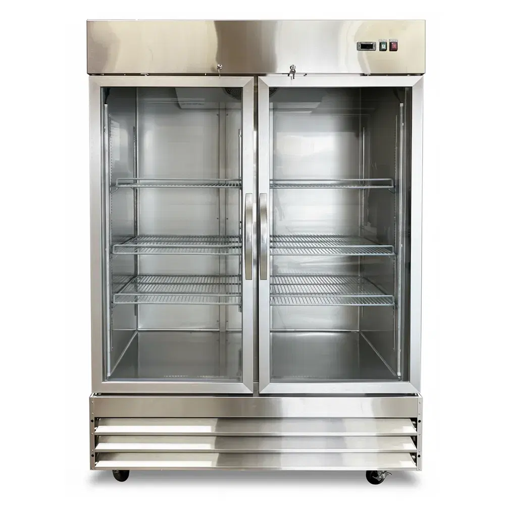 ChillCore Series 54" Glass Door Merchandiser Freezer, 2 Swing Doors, Stainless Steel