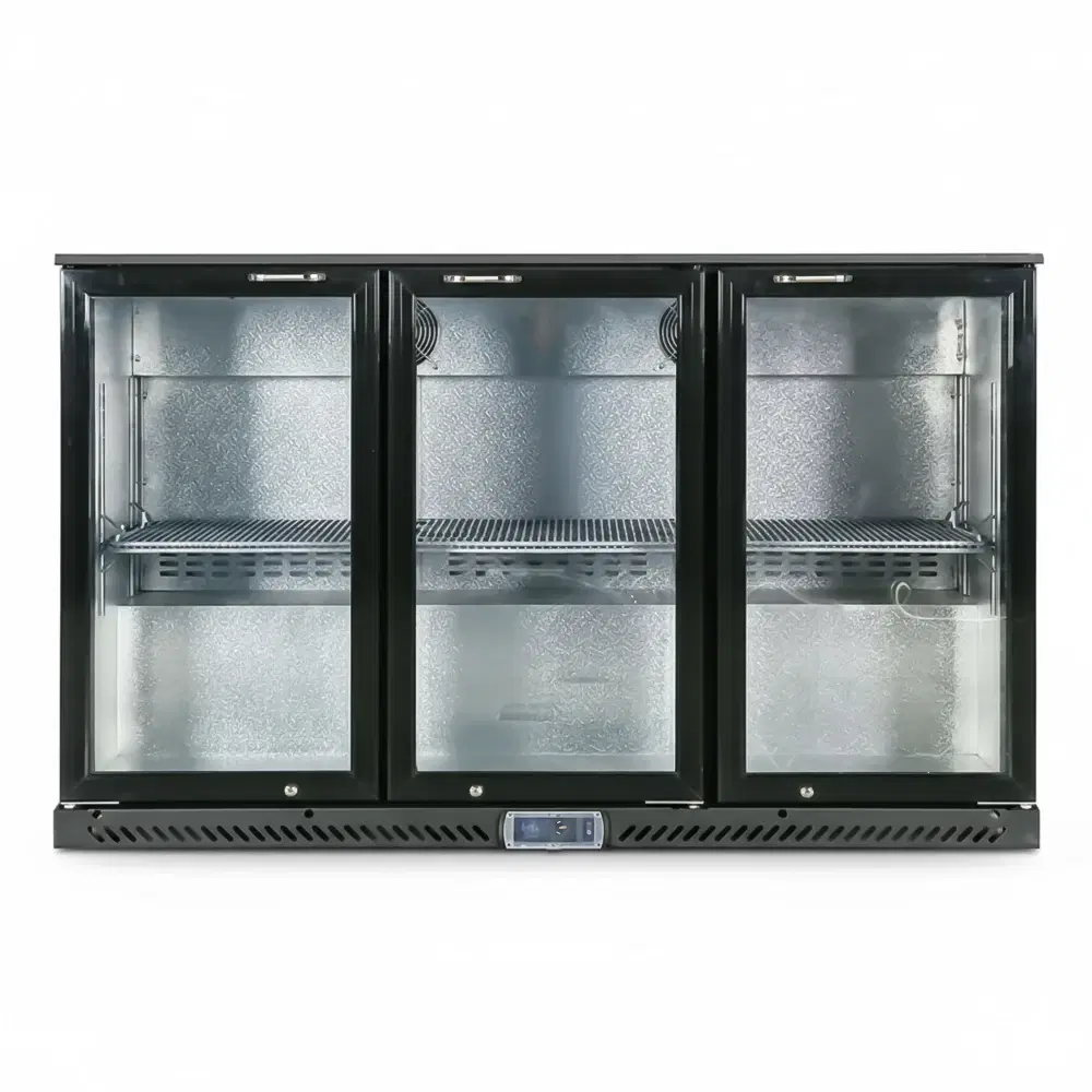 CoolEdge Series 53" Back Bar Cooler, 3 Swing Glass Doors, Vinyl Coated Steel
