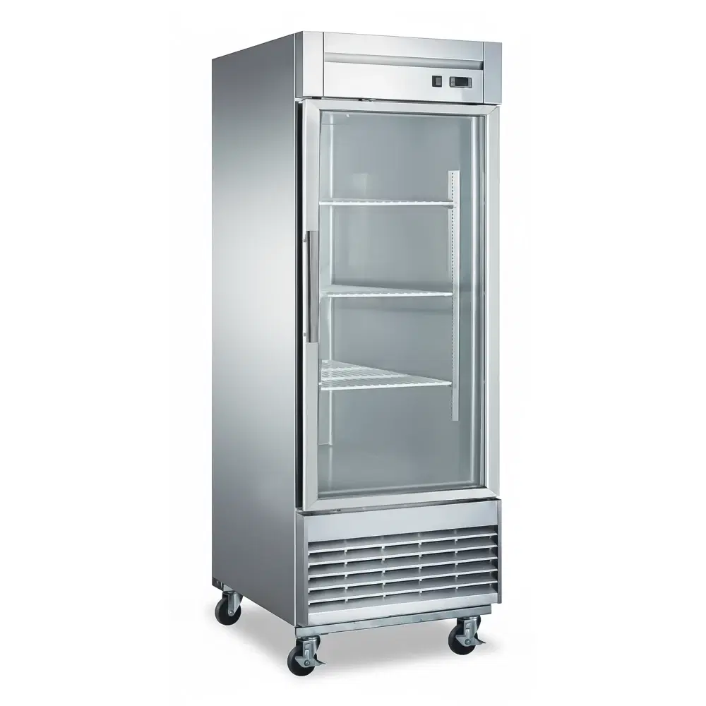 CoolEdge Series 27.5" Reach-In Merchandiser Refrigerator, 17.7 Cu. Ft., 1 Glass Door, Stainless Steel