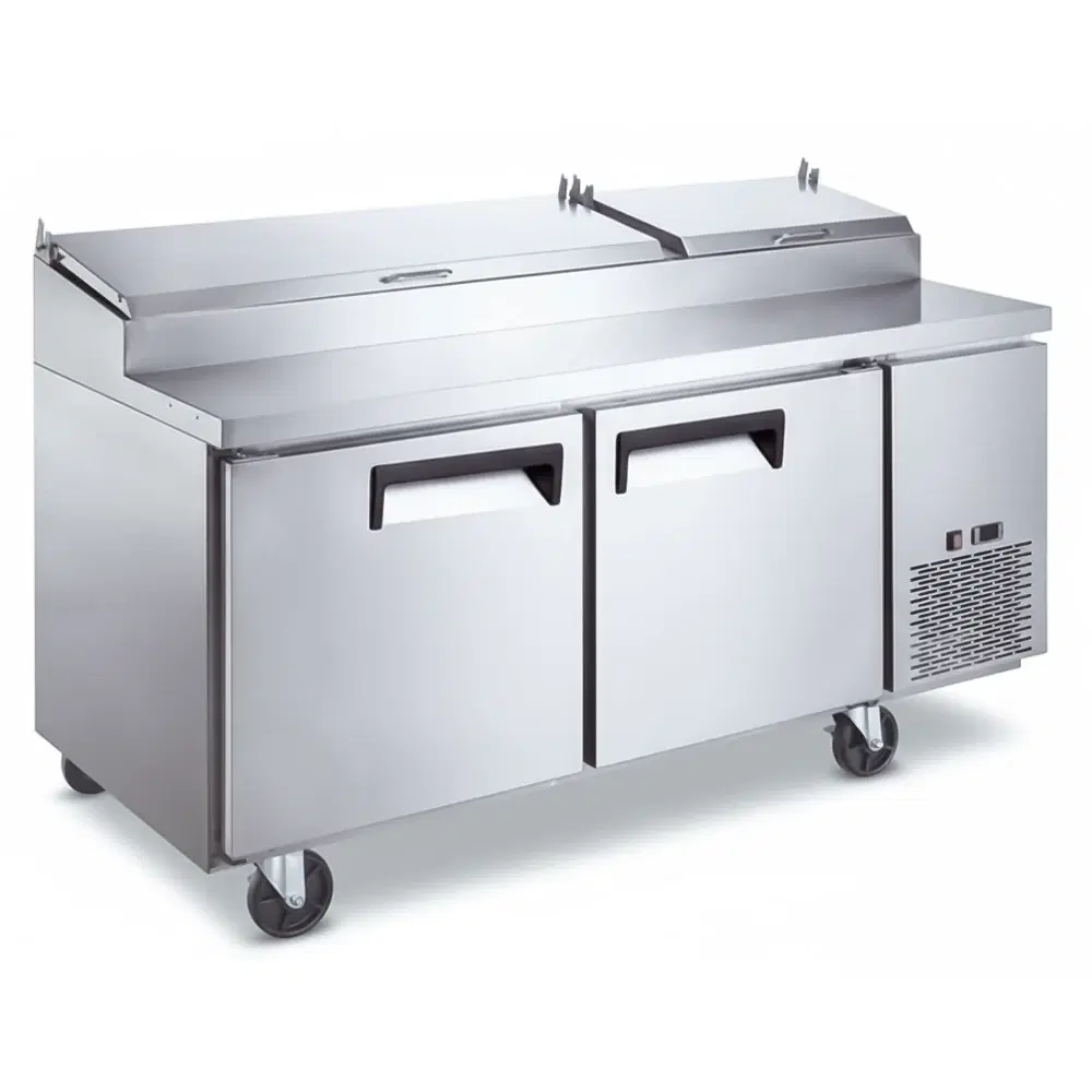 CoolEdge Series 70" Pizza Prep Table, Holds (9) 1/3 Pans, 2 Doors, Stainless Steel
