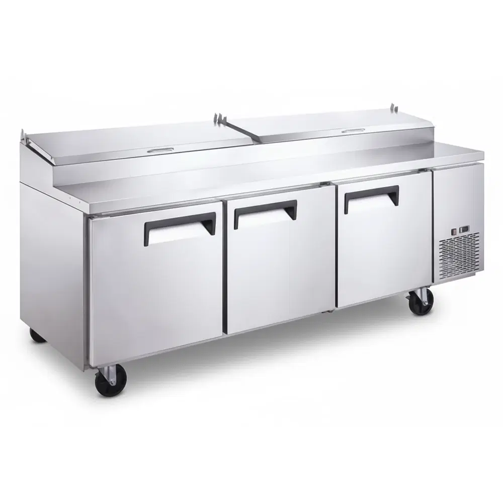CoolEdge Series 90" Pizza Prep Table, Holds (12) 1/3 Pans, 3 Doors, Stainless Steel