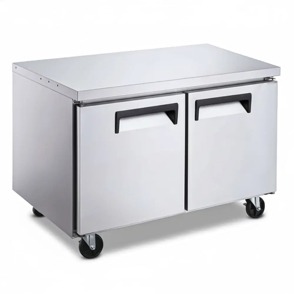 CoolEdge Series 60" Undercounter Freezer, 2 Solid Doors, Stainless Steel