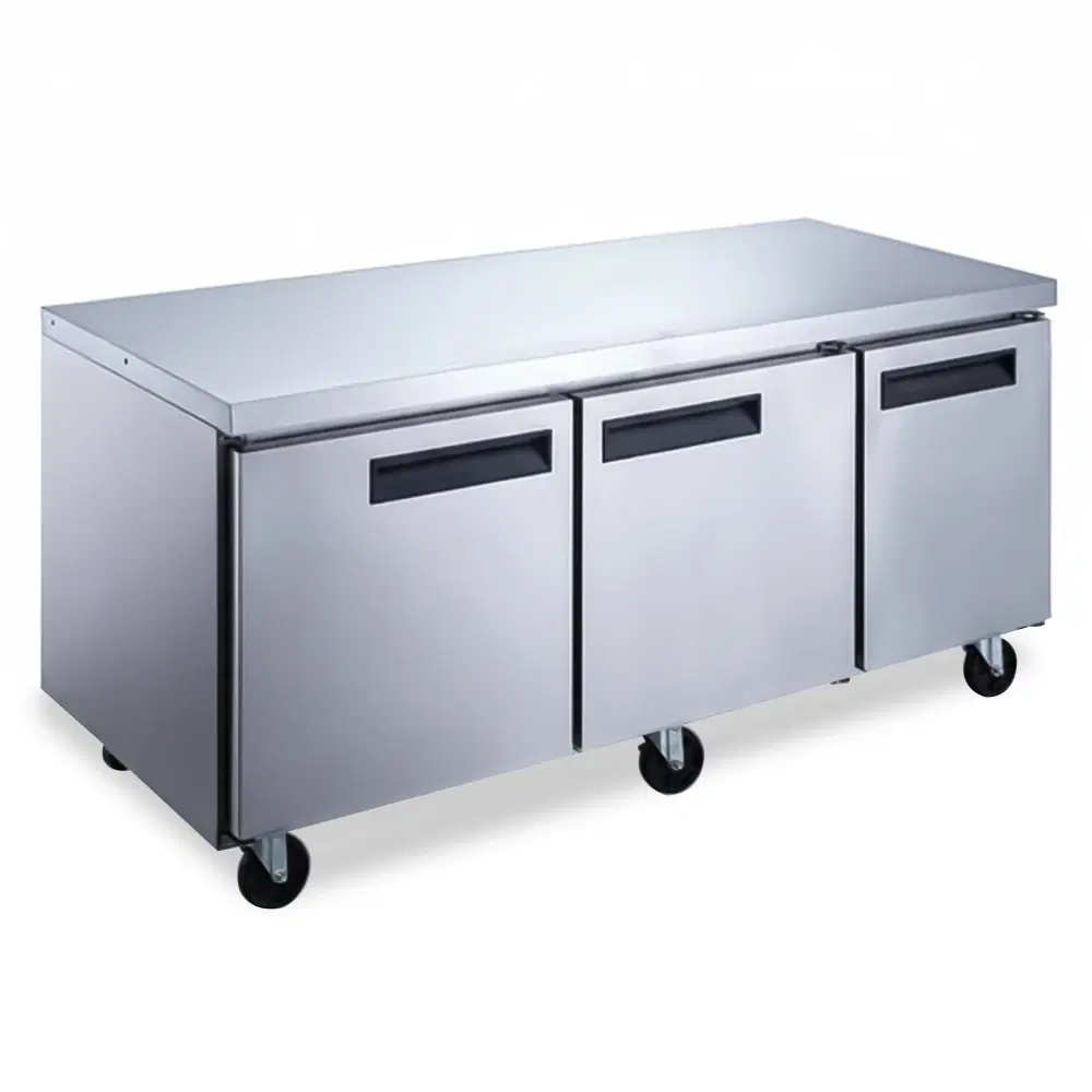 CoolEdge Series 73" Undercounter Freezer, 3 Solid Doors, Stainless Steel