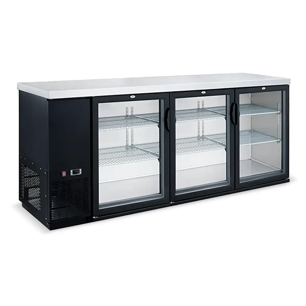 Dukers DBB72-H3 72" Back Bar Cooler, 3 Swing Glass Doors, 5 Year Compressor Warranty