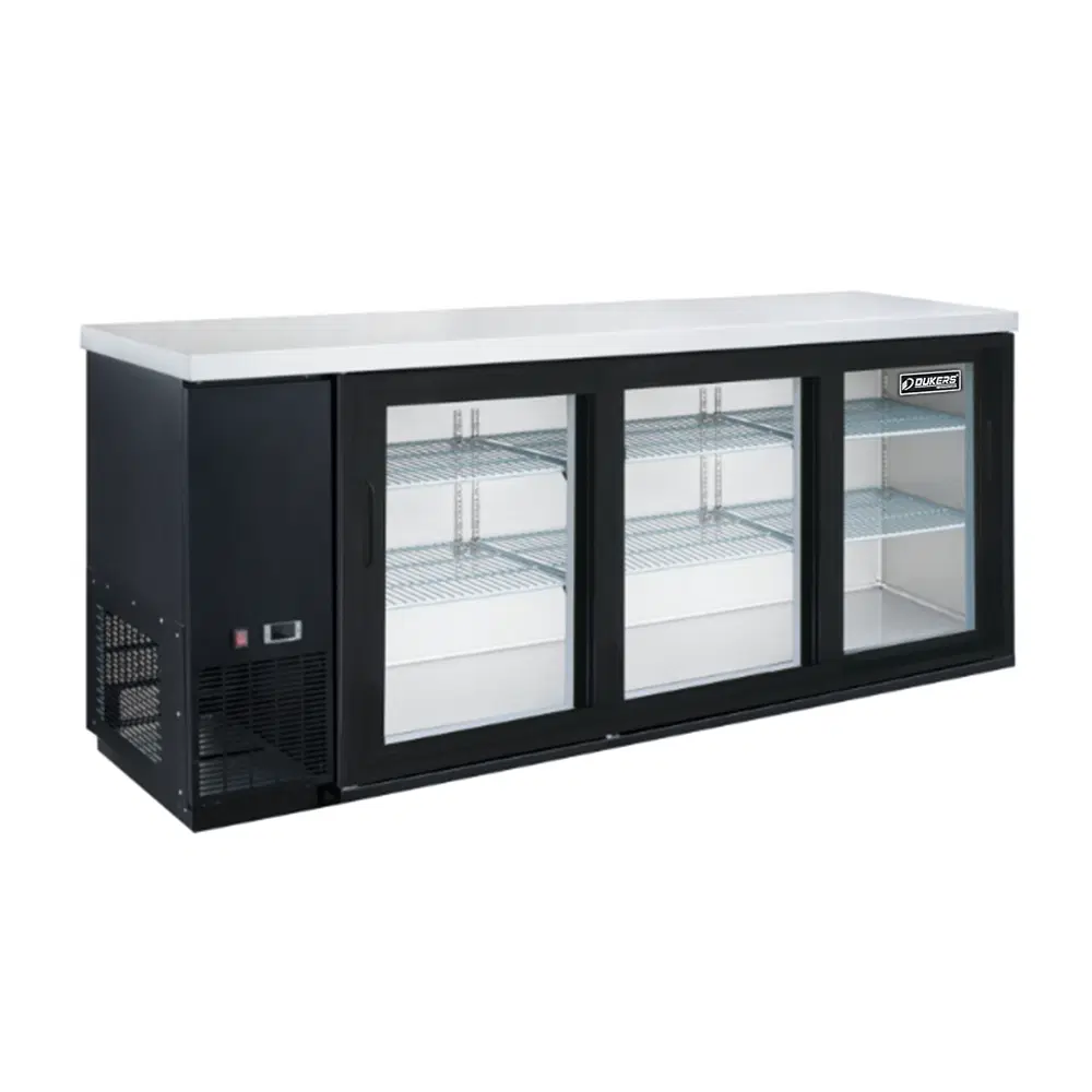 Dukers DBB72-S3 70" Back Bar Cooler, 3 Sliding Glass Doors, 5 Year Compressor Warranty