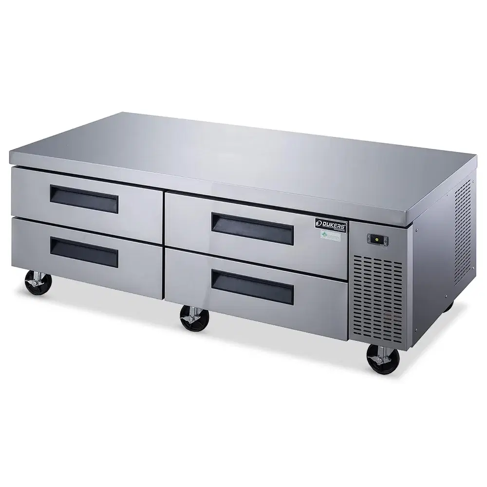 Dukers DCB72-D4 72" Chef Base Refrigerator, 24 Pans, 4 Drawers, Stainless Steel, 5 Year Compressor Warranty