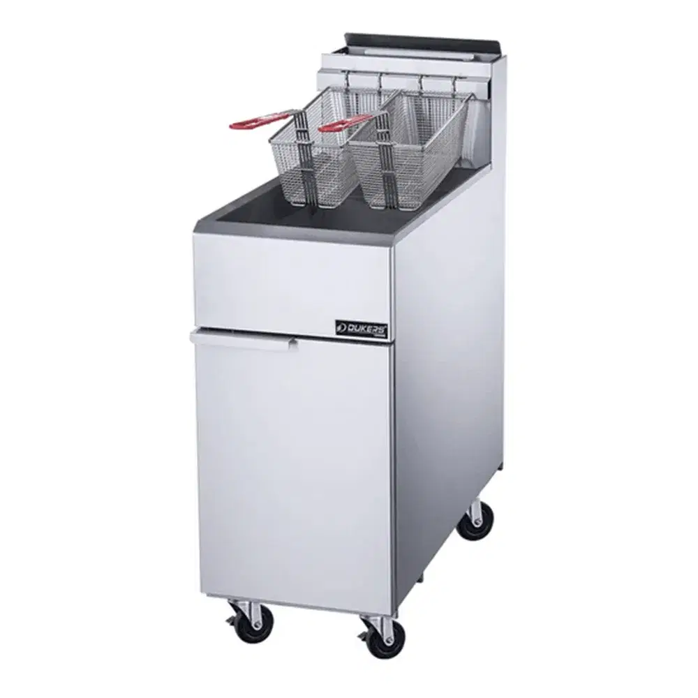 Dukers DCF4-NG 15.5" Commercial Gas Fryer, Natural Gas, 50 lbs Oil Capacity, 120,000 BTU, 1 Year Warranty