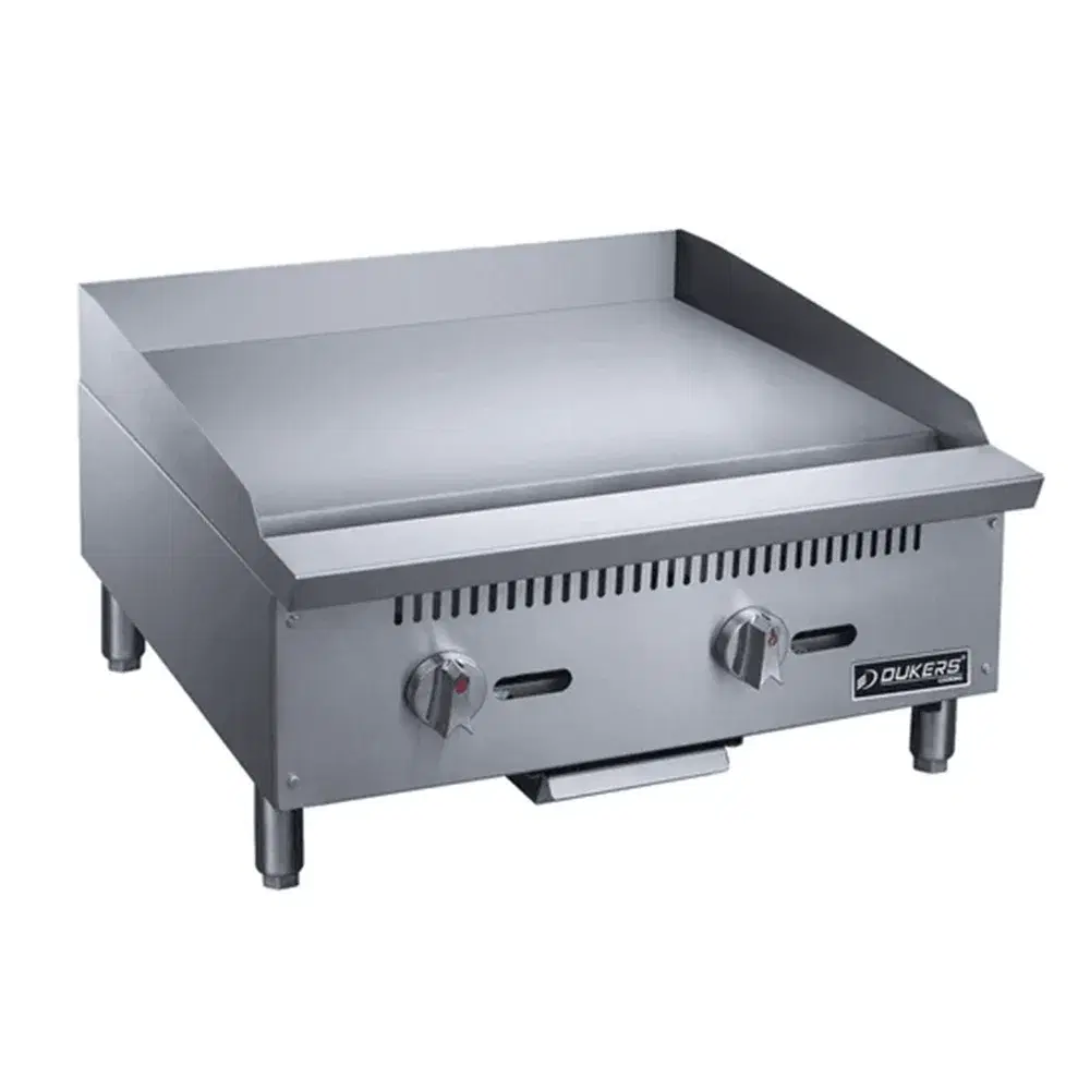 Dukers DCGMA24 24" Commercial Gas Griddle, 2 Burners, 60,000 BTU, Convertible, 1 Year Warranty