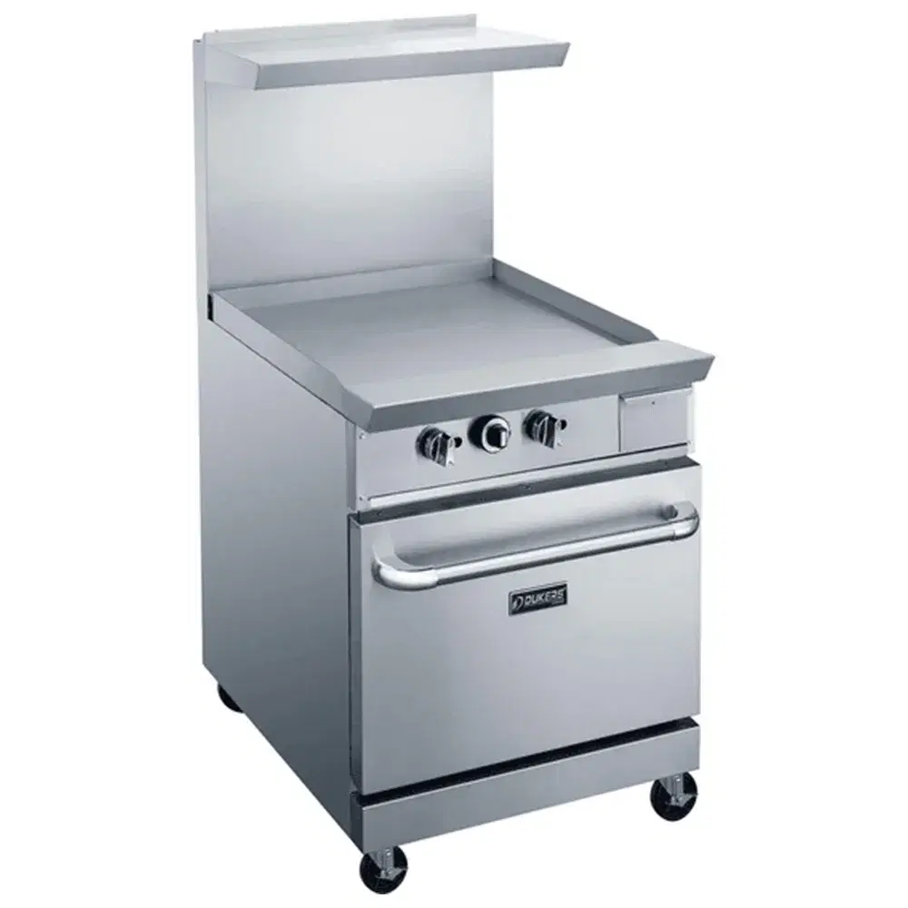 Dukers DCR24-GM 24" Commercial Gas Range with 24" Griddle and 1 Oven, Convertible, 1 Year Warranty