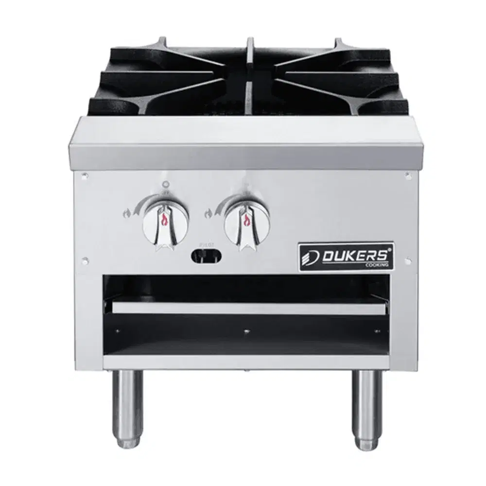 Dukers DCSPB1 18" Stock Pot Range, 2 Burners, 80,000 BTU, Convertible, 1 Year Warranty