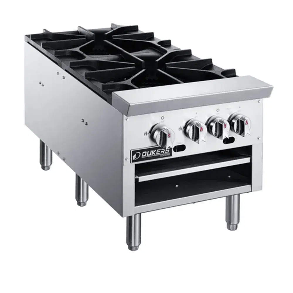 Dukers DCSPB2 18" Stock Pot Range, 4 Burners, 160,000 BTU, Convertible, 1 Year Warranty