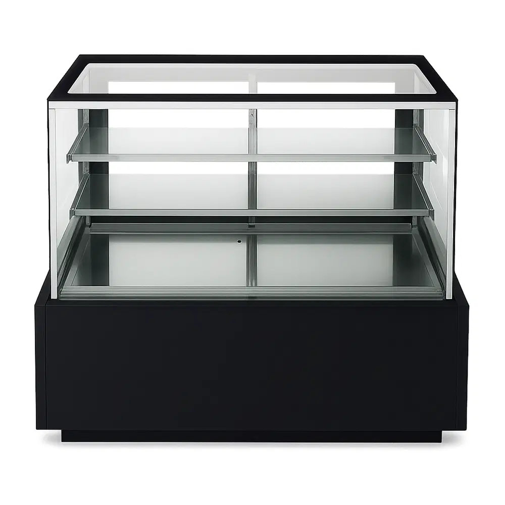 Dukers DDM48R 48" Refrigerated Bakery Case with Straight Glass, 3 Levels, 5 Year Compressor Warranty
