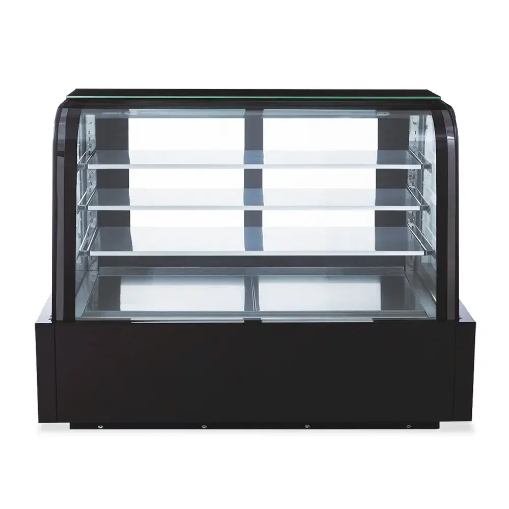 Dukers DDM60R-CB 60" Refrigerated Bakery Case with Curved Glass, 4 Levels, 5 Year Compressor Warranty