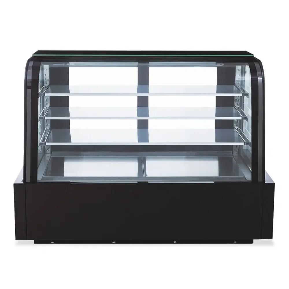 Dukers DDM72R-CB 72" Refrigerated Bakery Case with Curved Glass, 4 Levels, 5 Year Compressor Warranty
