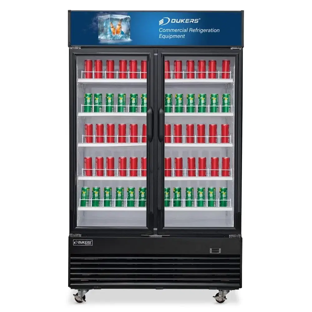 Dukers DSM-33R 39" Refrigerated Glass Door Merchandiser, 2 Sections, 5 Year Compressor Warranty