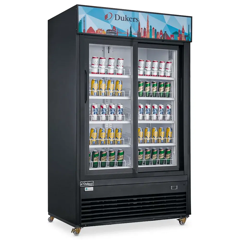 Dukers DSM-47SR 54" Refrigerated Glass Door Merchandiser, 2 Sections, 5 Year Compressor Warranty