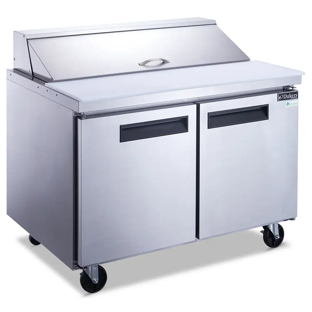 Dukers DSP48-12-S2 48" Sandwich and Salad Prep Table, Holds 12 Pans, 2 Doors, 5 Year Compressor Warranty