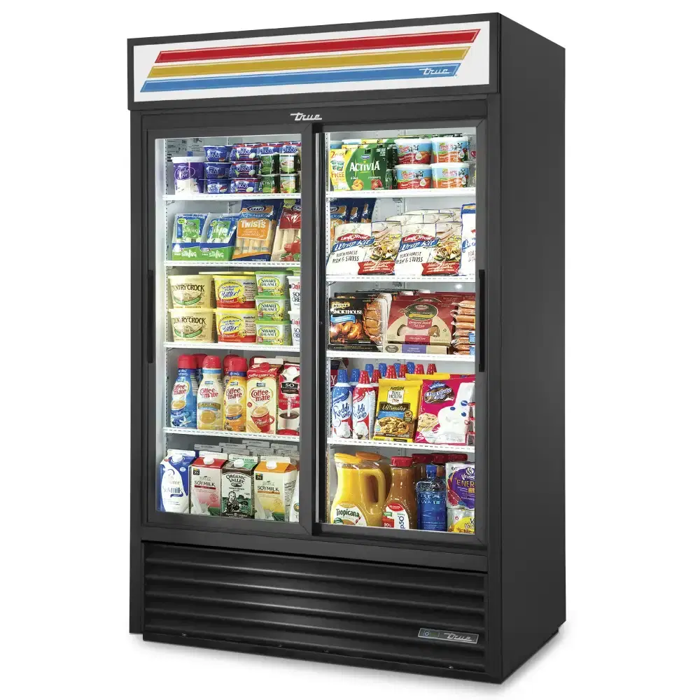 True GDM-45-HC-LD 51" Refrigerated Glass Door Merchandiser, 2 Sections, 7 Year Warranty