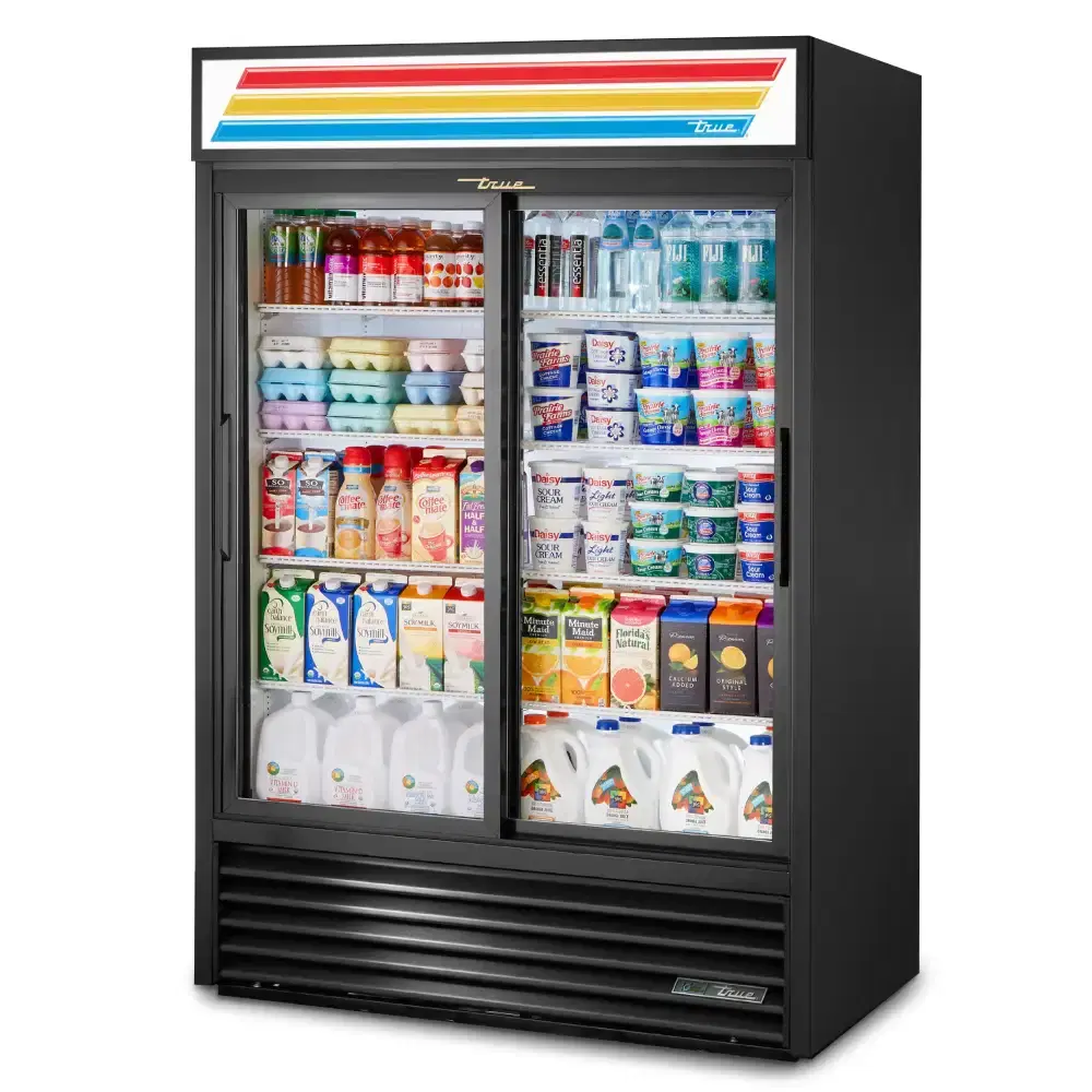 True GDM-47-HC-LD 54" Refrigerated Glass Door Merchandiser, 2 Sections, 7 Year Warranty