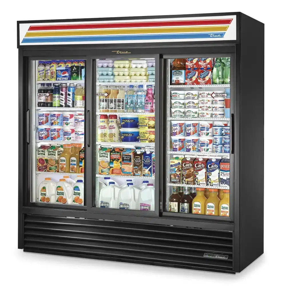 True GDM-69-HC-LD 78" Refrigerated Glass Door Merchandiser, 3 Sections, 7 Year Warranty