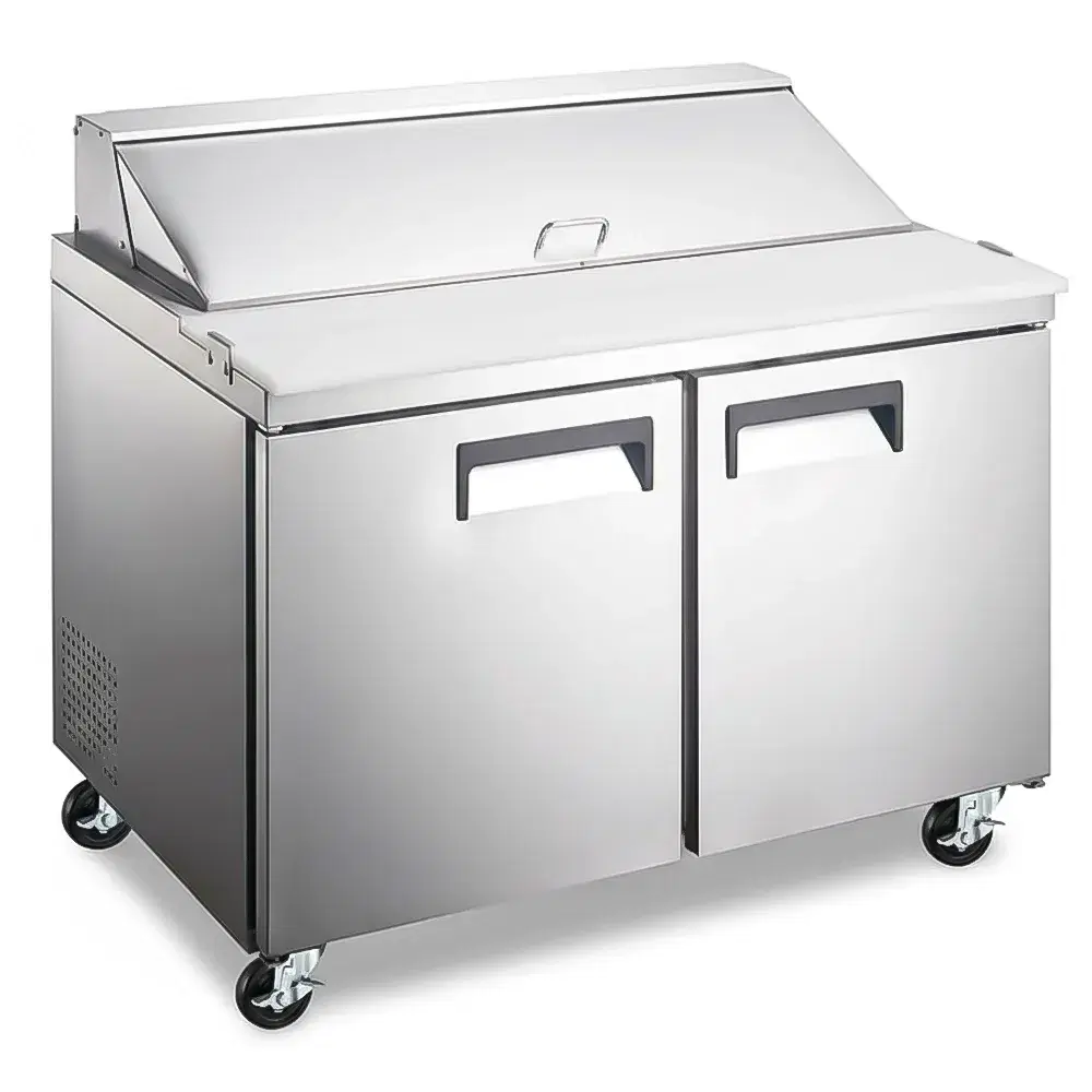 IceVault Series 48" Sandwich and Salad Prep Table, Holds 12 Pans, 2 Doors, 1 Year Warranty