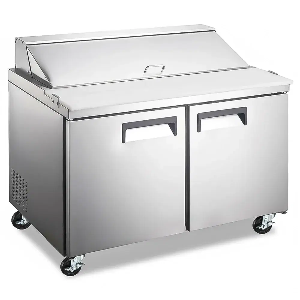 IceVault Series 60 1/5" Sandwich and Salad Prep Table, Holds 16 Pans, 2 Doors, 1 Year Warranty