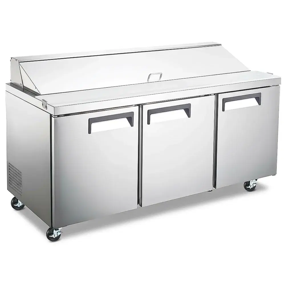 IceVault Series 70 2/5" Sandwich and Salad Prep Table, Holds 18 Pans, 3 Doors, 1 Year Warranty