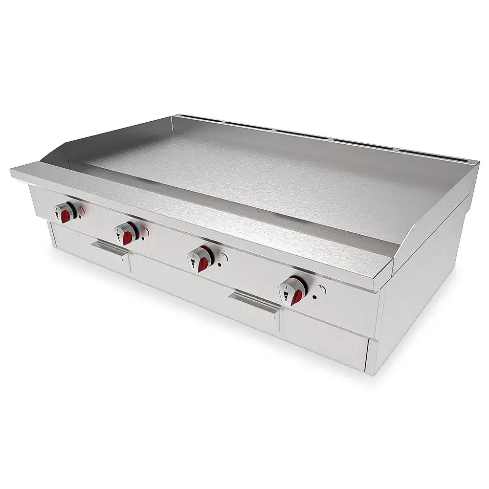 KitchenCore Series 48" Commercial Gas Griddle, 4 Burners, 120000 BTU, Liquid Propane, 1 Year Warranty