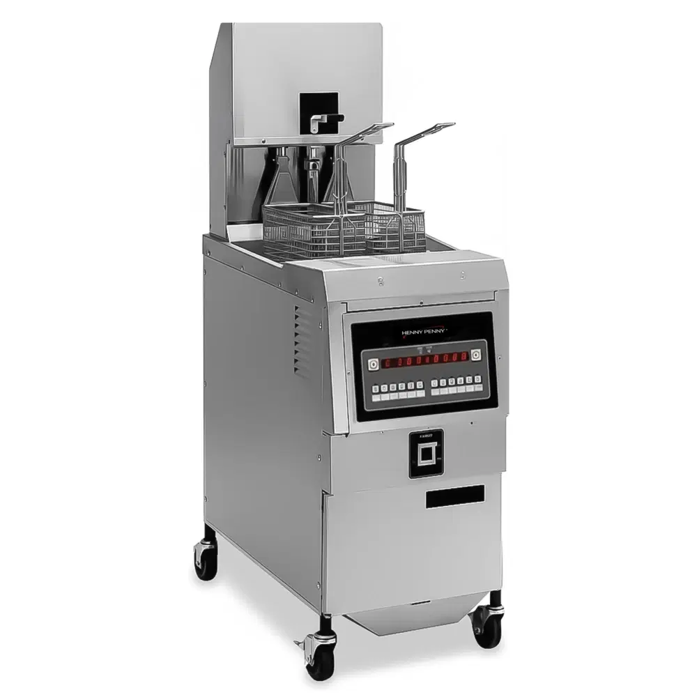 Henny Penny OGA321.03 17" Natural Gas Fryer, 65 lb Vat, Auto Lift, Computron 8000 Controls, 85,000 BTU