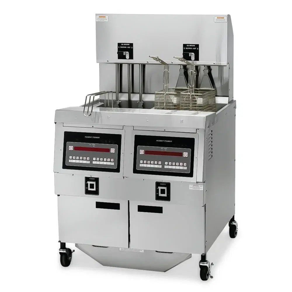 Henny Penny OGA322.05 33" Liquid Propane Gas Fryer, (2) 65 lb Vat, Computron 8000 Controls, 170,000 BTU