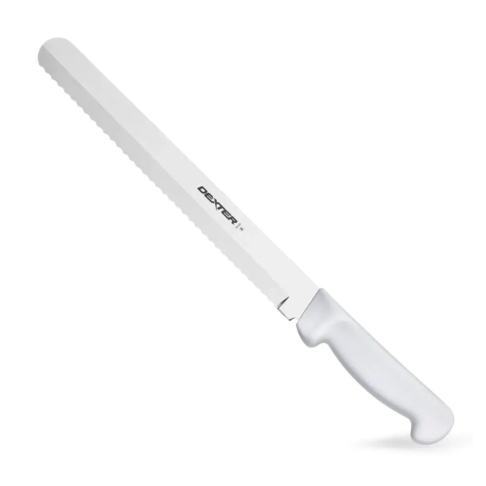 Dexter Russell P94804 10" Scalloped Slicer with White Handle