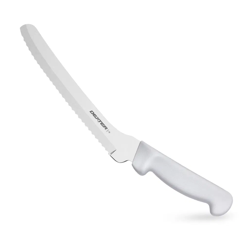 Dexter Russell P94807 8" Scalloped Offset Sandwich Knife White Handle