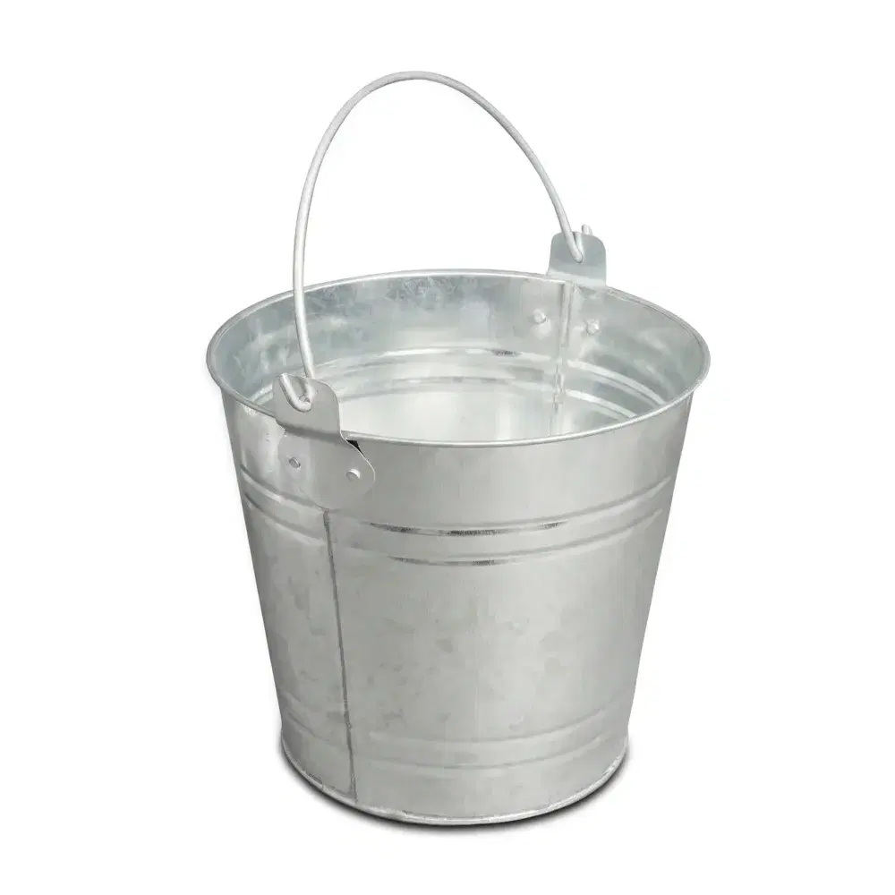 ChefCraft Series 148 oz Round Serving Pail with Handle, 8″Dia x 7"H, Tin