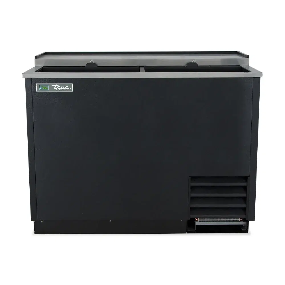 True TD-50-18-HC 49" Forced Air Bottle Cooler, Holds 396 12 oz Bottles, Black, Lid Locks, 115v