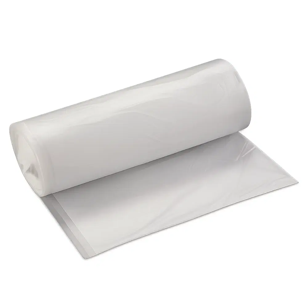 TrashGuard Series 55-60 Gallon 17 Micron 38" x 60" Natural High-Density Trash Bag / Can Liner, 200/Case