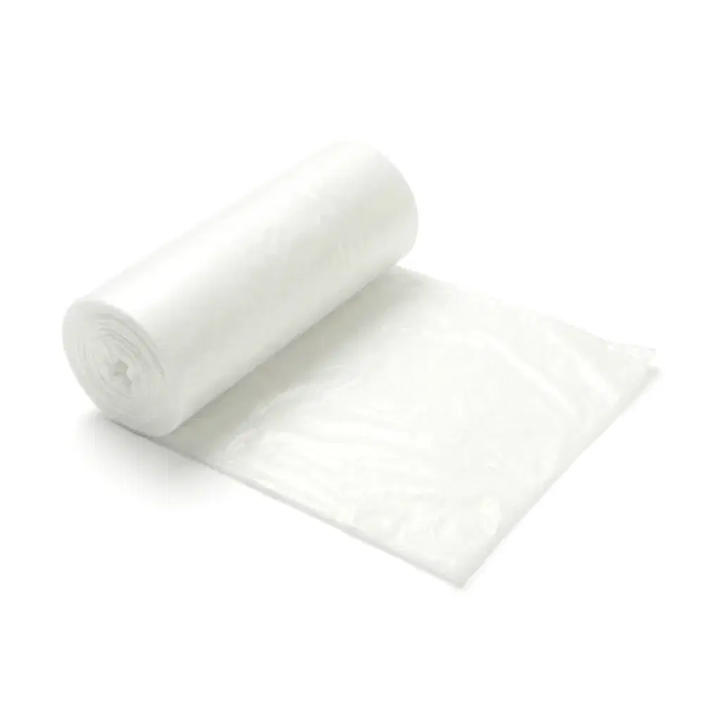 TrashGuard Series 12 Gallon 0.7 MIL Low-Density White Draw Tape Trash Bag / Can Liner, 300 Bags/Case