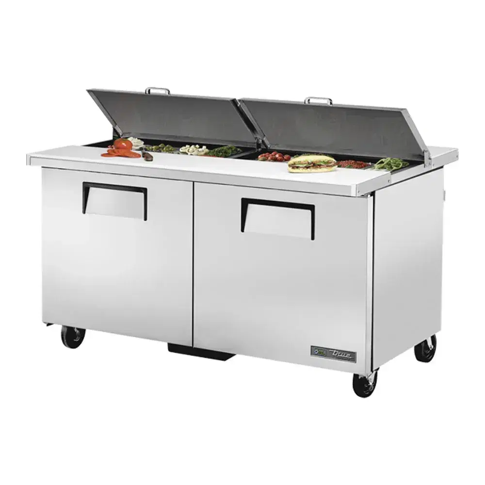 True TSSU-60-16-DS-ST-HC 60" Sandwich / Salad Prep Table, Holds 16 Pans, 7 Year Warranty