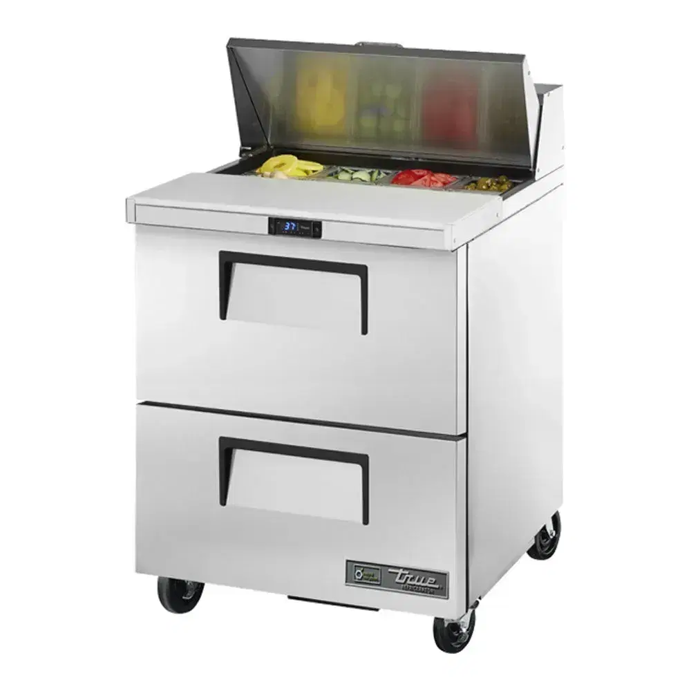 True TSSU-27-08D-2-HC 27" Sandwich / Salad Prep Table, Holds 8 Pans, 7 Year Warranty