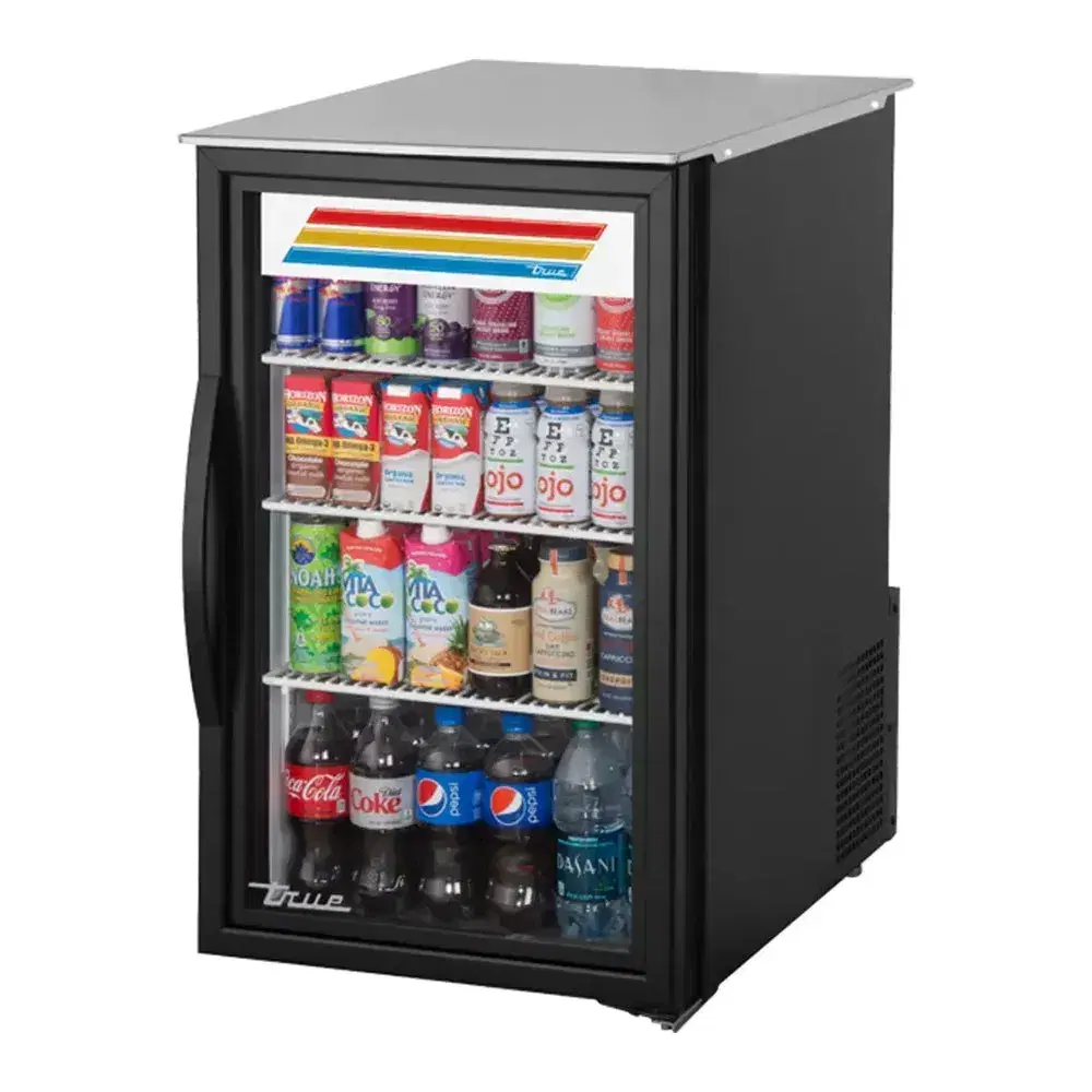 True GDM-06-34-HC~TSL01 20" Countertop Merchandiser Refrigerator, Swinging Glass Door, Black