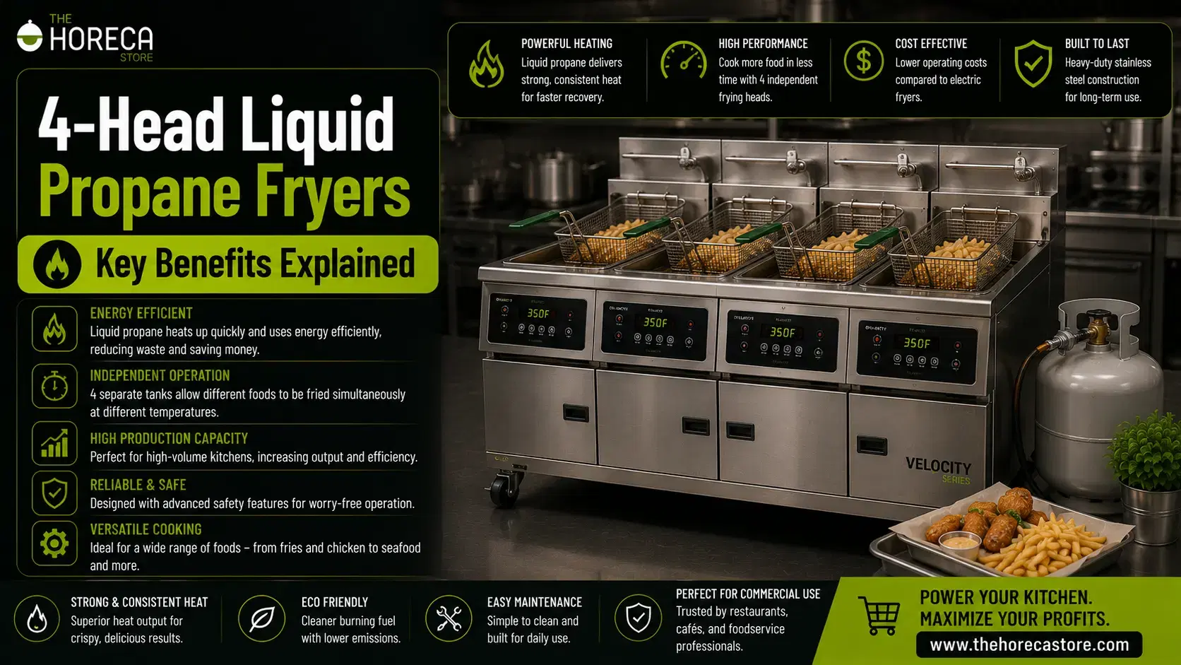 4-Head Liquid Propane Fryers: Learn the key benefits of 4-head propane fryers, including faster heating, high output, energy efficiency, and reliable performance.