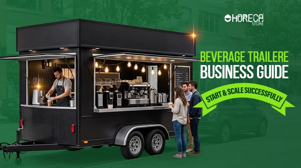 Beverage trailer business guide featuring mobile coffee and drink trailer with espresso machines, customers, and tips to start and scale a successful beverage trailer business.