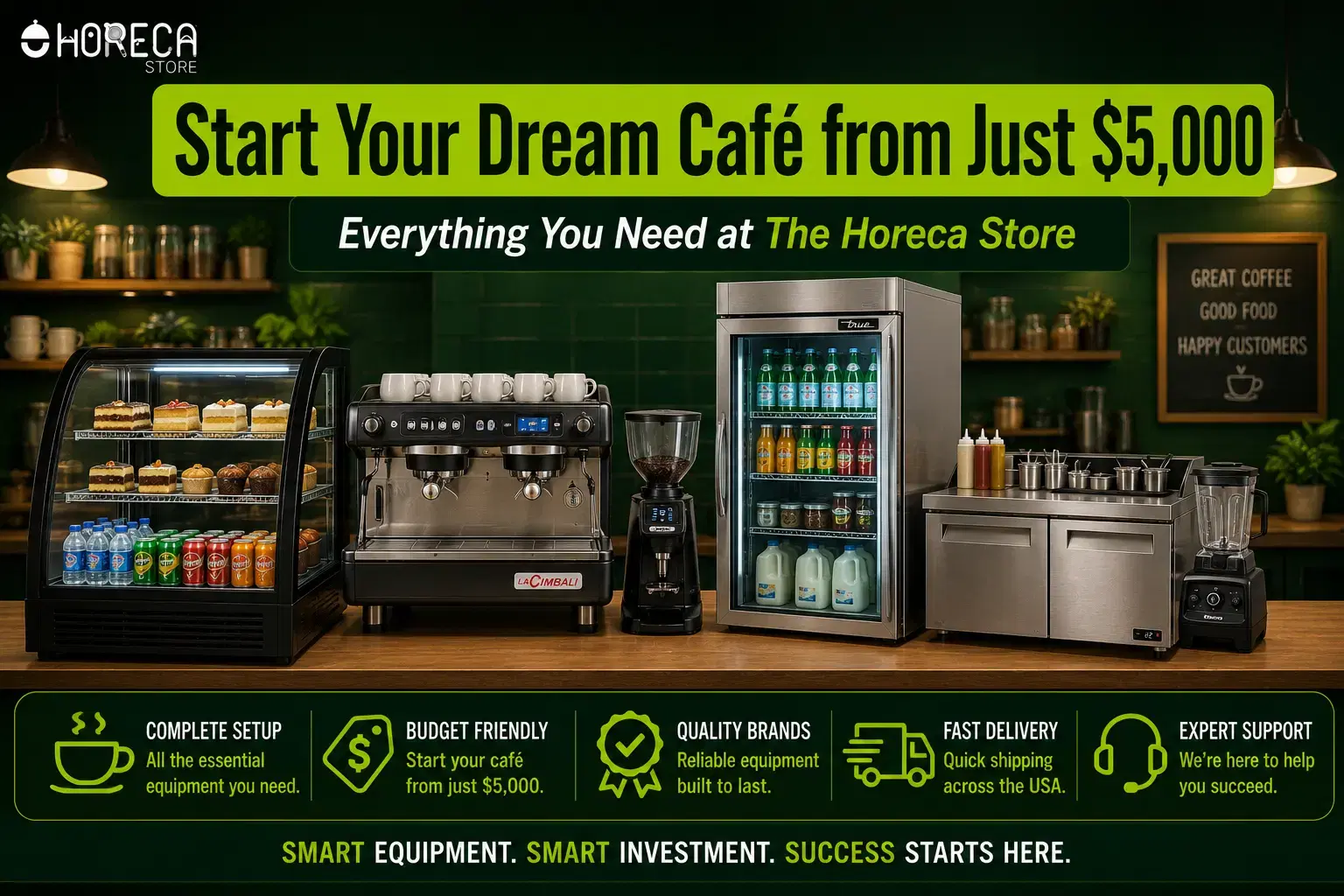 Start your café from just $5,000 with a complete equipment package featuring premium brands, fast delivery, and expert support to launch your business with confidence.