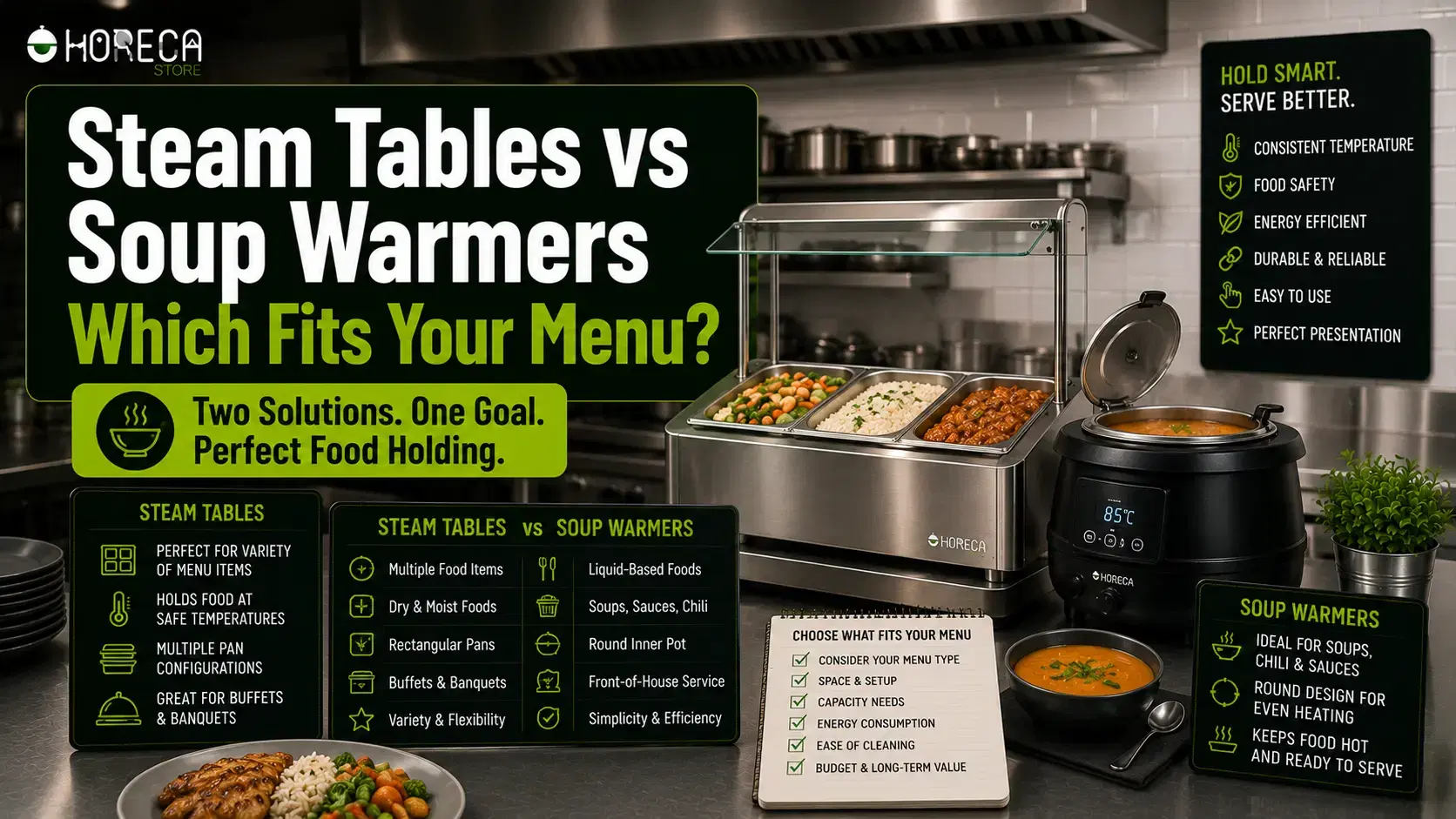 Steam Tables vs Soup Warmers: Compare steam tables and soup warmers to choose the best food holding solution for your menu, service style, and kitchen.