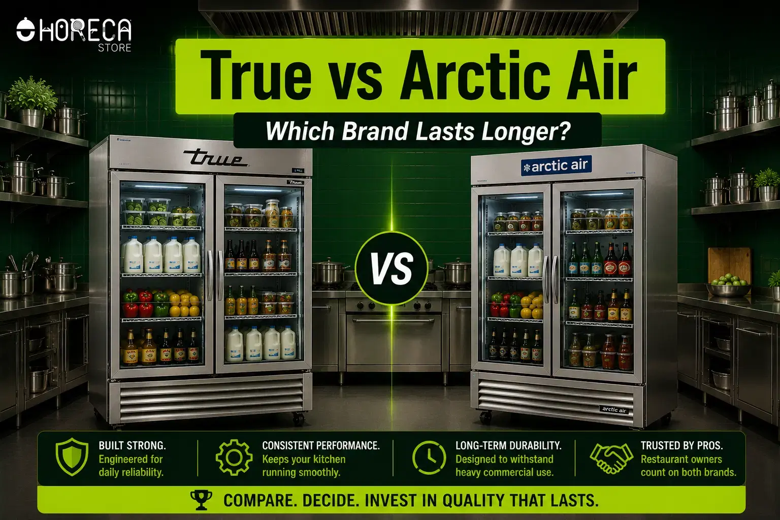 Compare True and Arctic Air commercial refrigerators to see which brand delivers better durability, cooling performance, and long-term value for your restaurant or commercial kitchen.